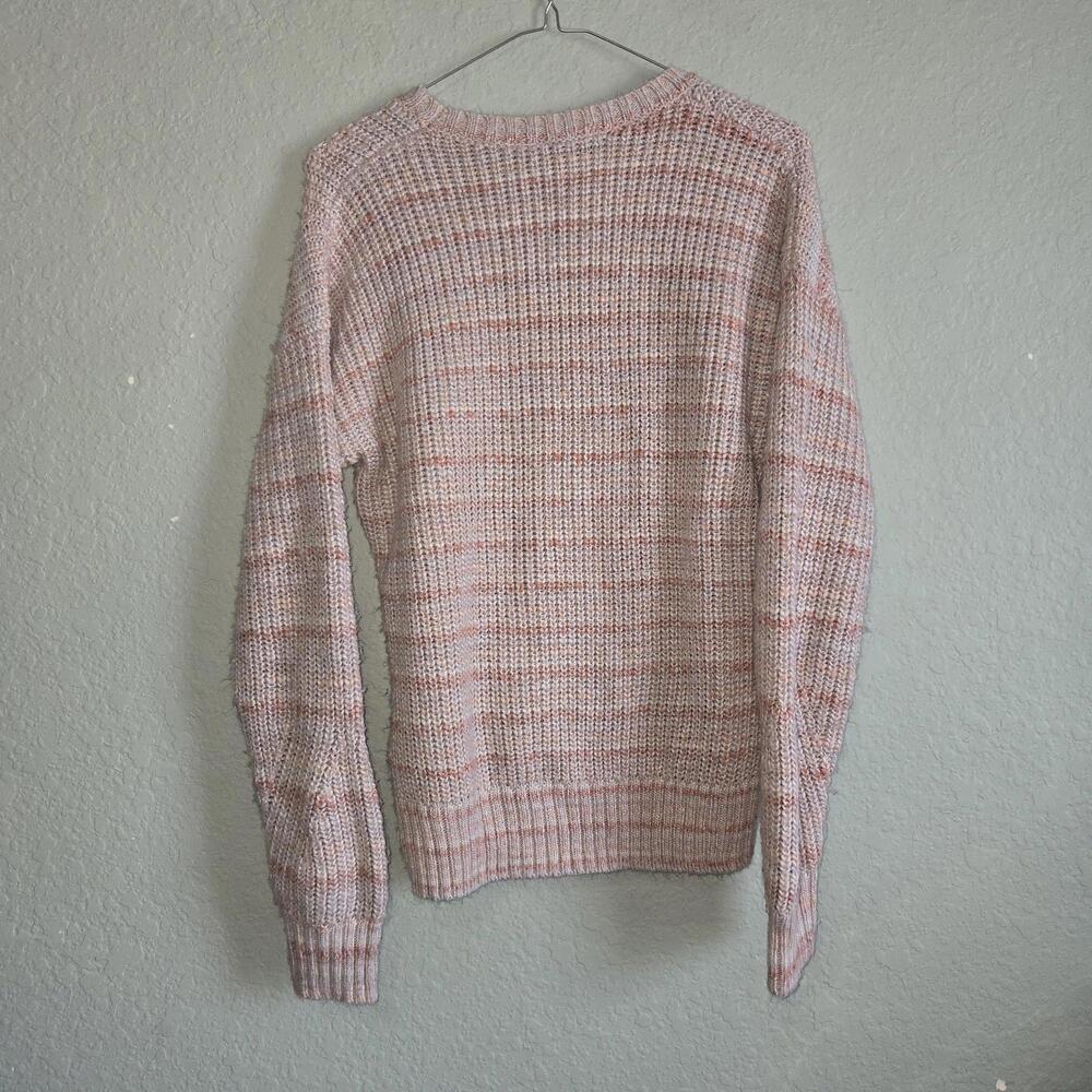 Lucky Brand Womens Pink Crewneck Sweater Size M Striped Knitted Marled Feminine - Picture 5 of 8